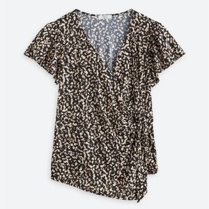 Elegant Black and Cream Wrap Blouse